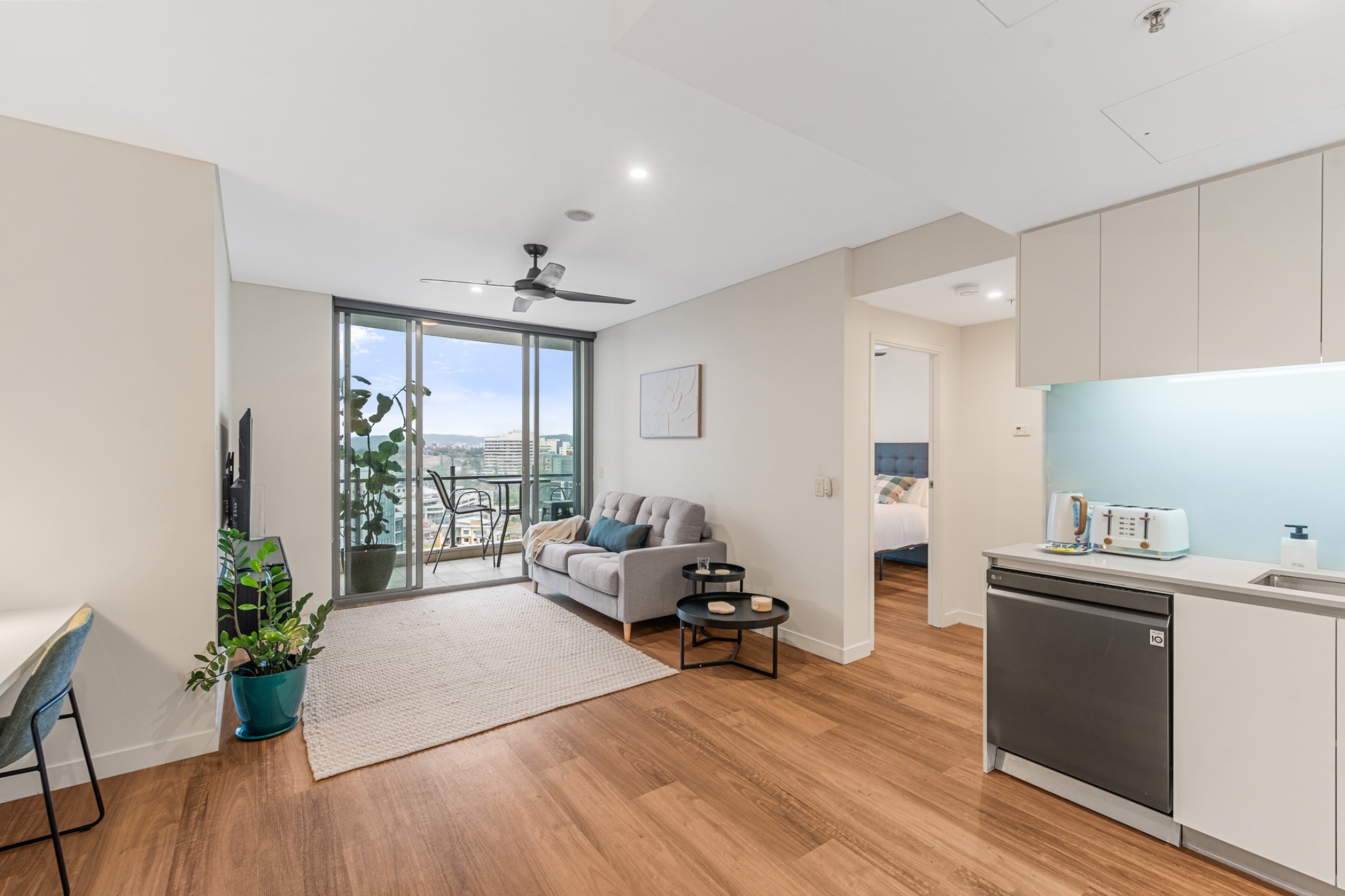 Open-plan living room and kitchen