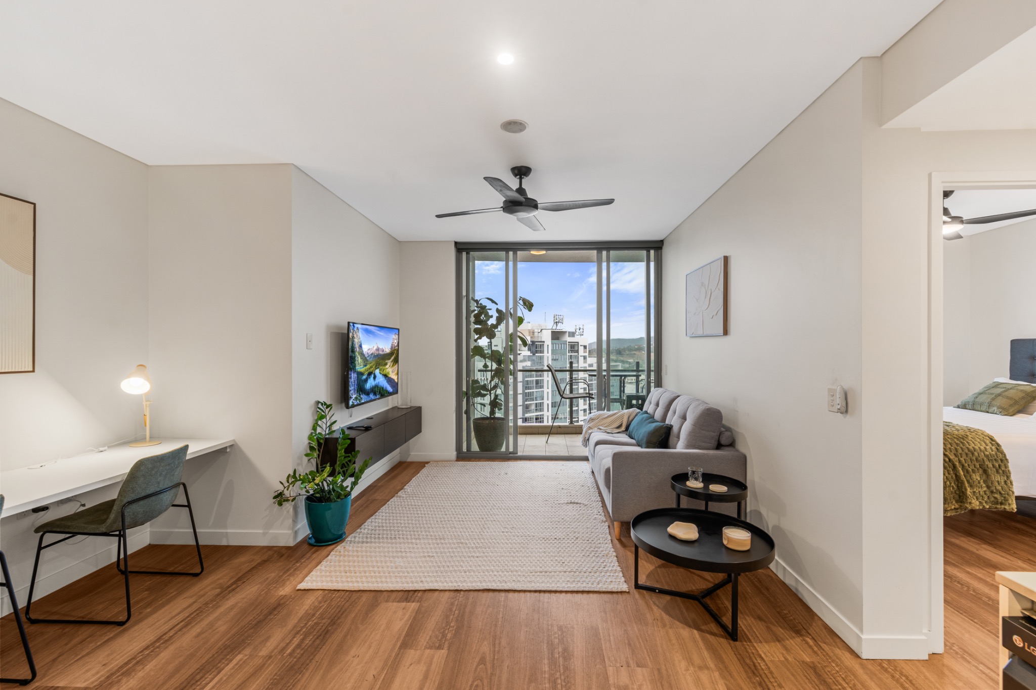 Living area with study nook